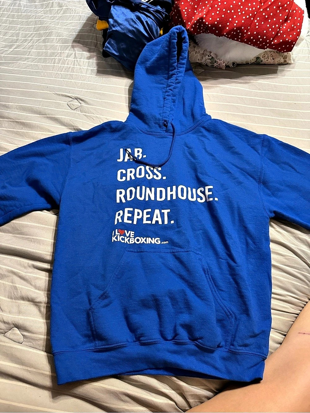 I Love Kickboxing Blue Graphic Hoodie